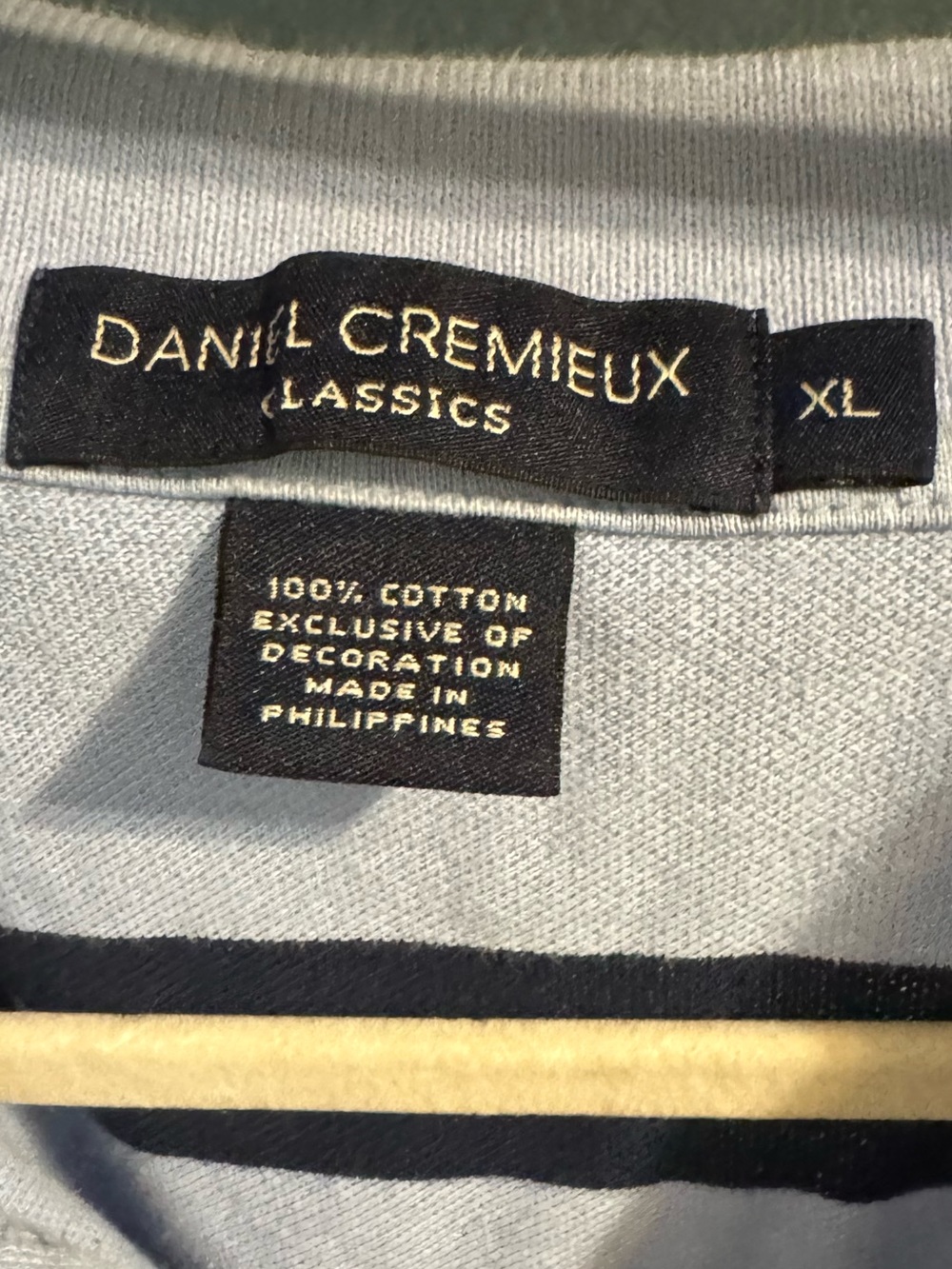 Daniel Cremieux Light Blue Polo with Navy Stripes - Picture 3 of 3